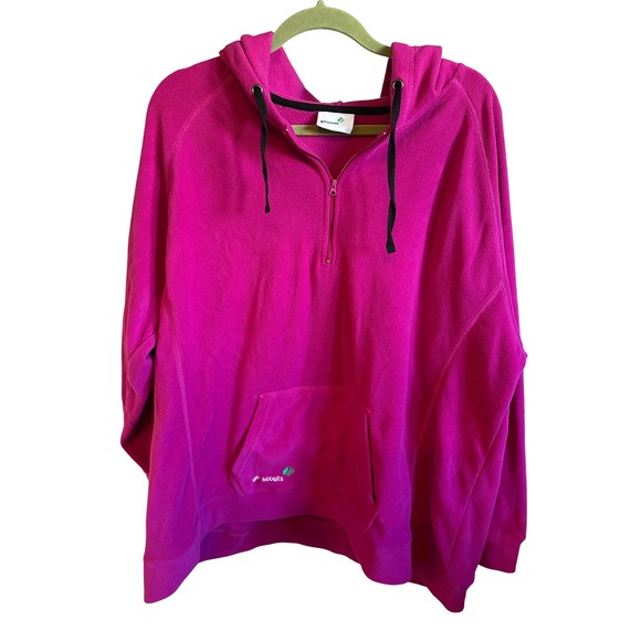 Girl Scouts Fleece Hoodie 3X 24W 26W Pink Pullover Quarter Zip Sweatshirt - Picture 1 of 5